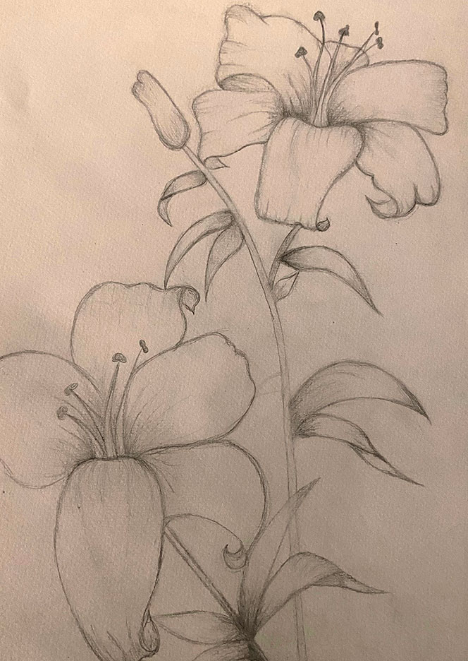 Bouquet de lily en noir et blanc