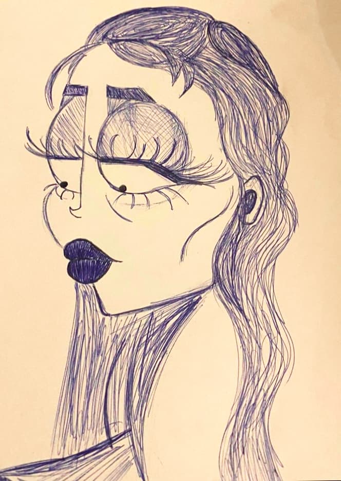 femme squelette au regard perdue